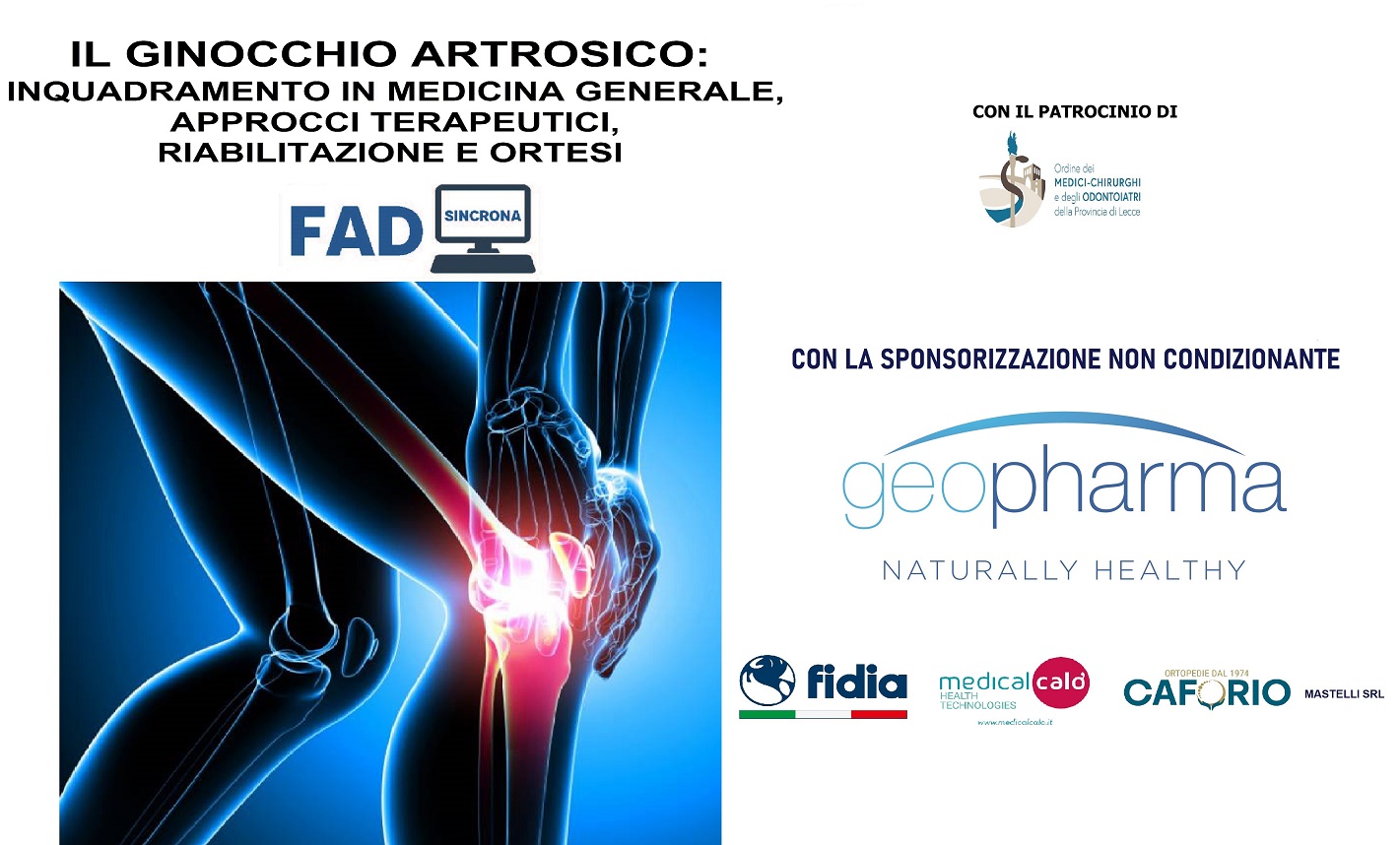 Course Image IL GINOCCHIO ARTROSICO:  INQUADRAMENTO IN MEDICINA GENERALE, APPROCCI TERAPEUTICI, RIABILITAZIONE E ORTESI